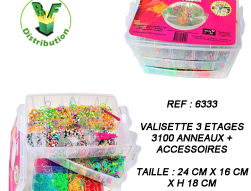 6333 - Valisette 3 étages + 3100 anneaux + accessoires