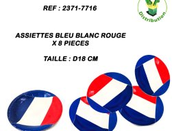 2371-7716 - Assiettes bleu blanc rouge x 8 pces