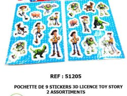 51205 - Pochette de 9 stickers 3D licence Toy Story